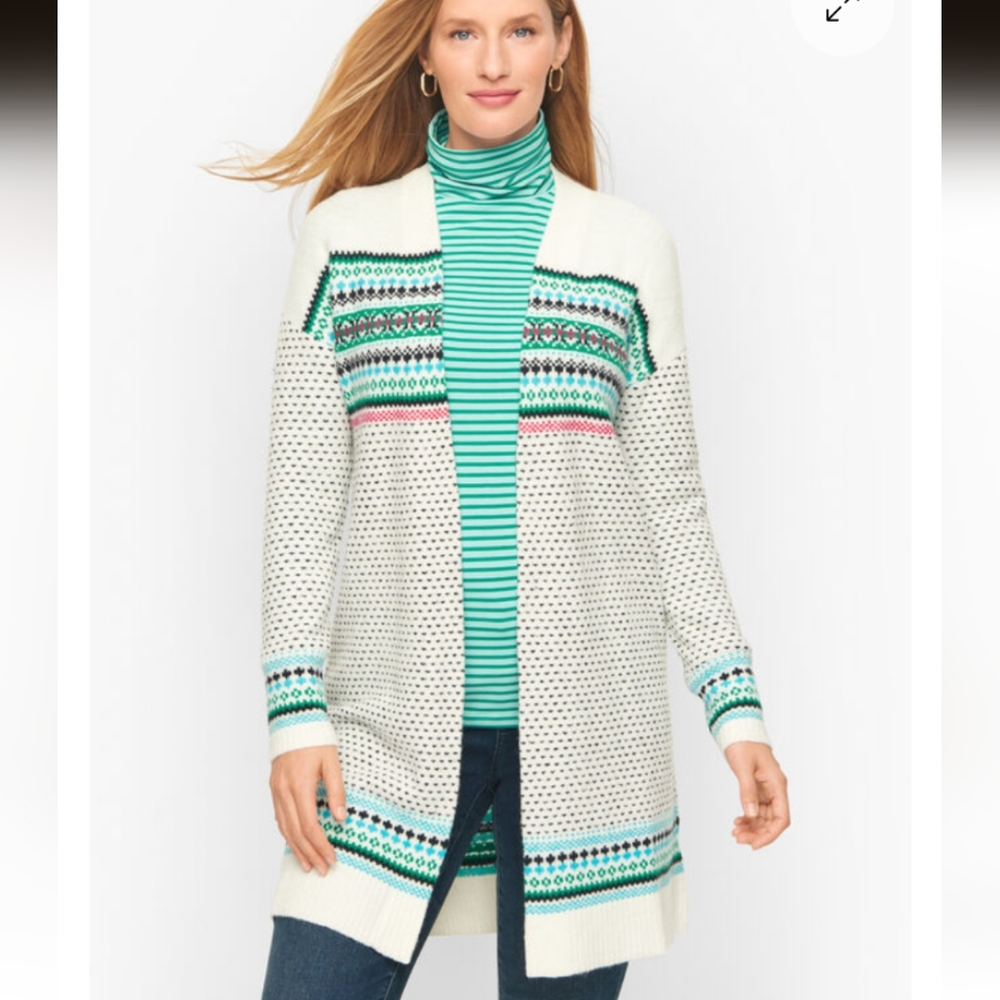 Talbots Breton Fair Isle Cardigan